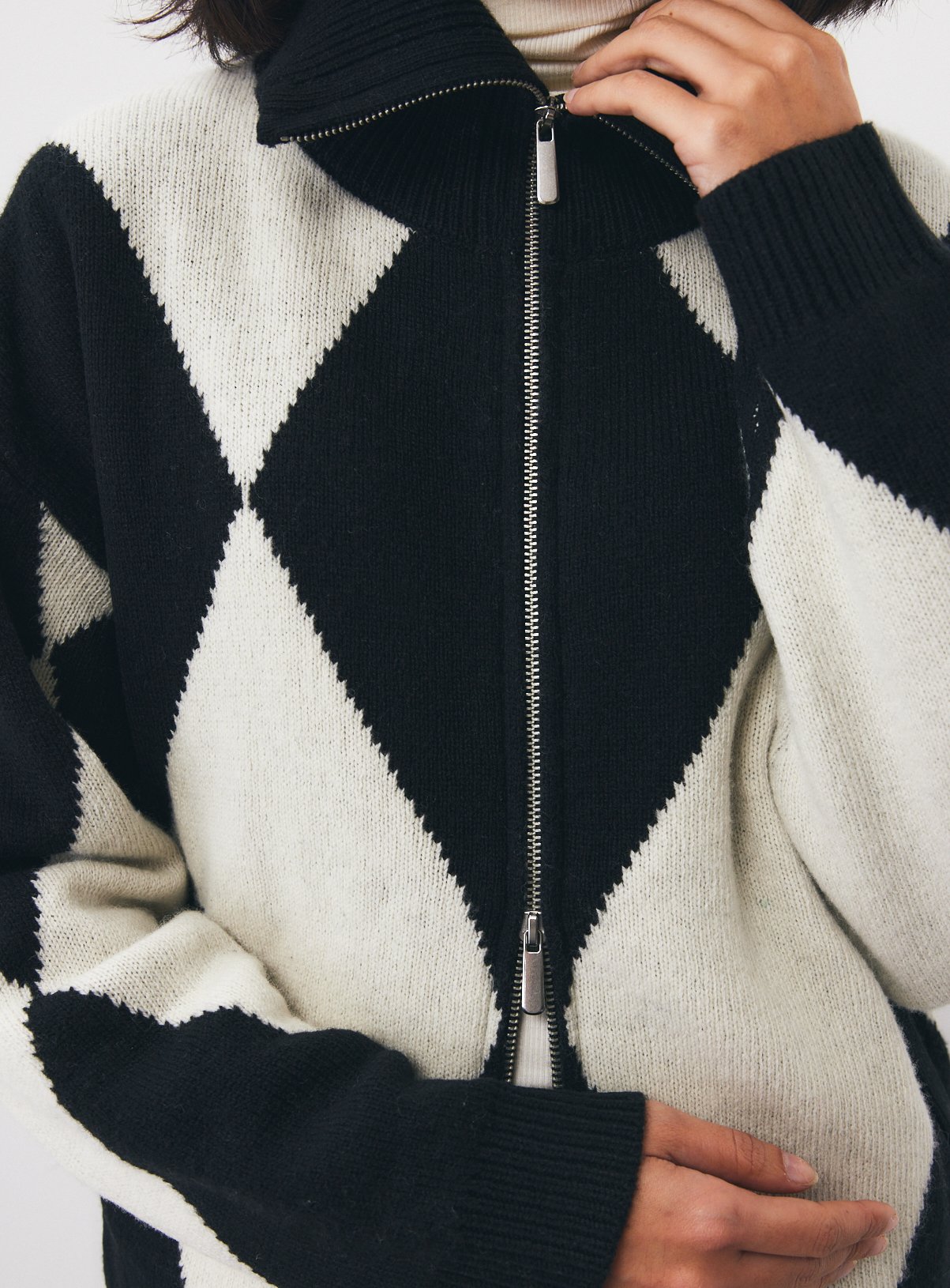 Mono Pure Lambswool Zip-Through Cardigan L - Image 3 thumbnail